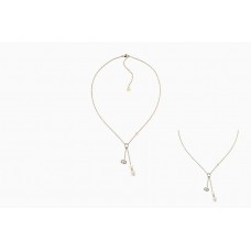 Dámský náhrdelník Dior Shiny-D White Cultured Pearl-CD Logo s krystaly ve žlutém zlatě