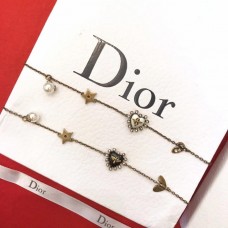 Dámský náramek Dior White Pearl Bell-Heart ve tvaru zvonu s mosaznými diamanty, bílý/černý