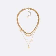 Náhrdelník Christian Dior Lucky Square s logem a mosaznou imitací hvězdy a více řetízky