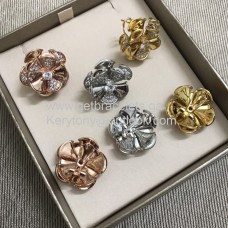 Náušnice Bvlgari Divas Dream Flower s diamanty z bílého, žlutého a růžového zlata
