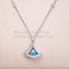 Náhrdelník Bvlgari Divas Dream z bílého zlata s diamanty a safíry Pave Copy