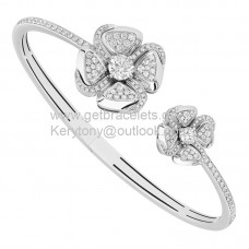 Náramek Bvlgari Fiorever z bílého zlata se dvěma centrálními diamanty a diamanty Pave, sleva