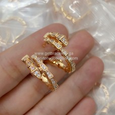 Náušnice Bvlgari Serpenti Viper z růžového zlata s diamanty