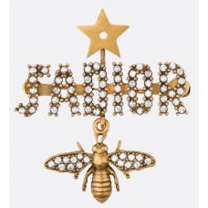 Brož Christian Dior JAdior Star Charming Bee Retro Brass Logo Motif Diamonds