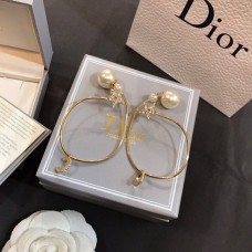 Náušnice Christin Dior Paved Diamonds Star White Pearl Yellow Gold Plated Circle