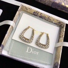 Dámské náušnice Dior Morden JADIOR Paved White Crystal Logo Detail Aged Gold Kruhové náušnice