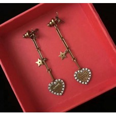 Náušnice Dior LAmour Avenir s bílým krystalem a přívěskem ve tvaru srdce, mosazná včela, dlouhé, Kanada