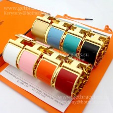 Hermes Clic Clac H Extra Wide Enamel Bracelet Yellow Gold GM 33MM Worthy