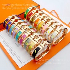 Hermes Clic Clac HH smaltovaný náramek Multi-Colored v růžovém zlatě PM 12MM Cool Lady Jewelry