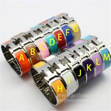 Hermes Clic Clac HH smaltovaný náramek Multi-Colored v bílém zlatě MM 18MM jemné šperky