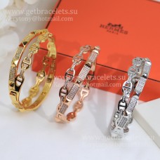Hermes Collier de Chien Double Layer Bangle Bílé zlato/Růžové zlato/Žluté zlato