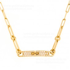 Hermes Kelly Chaine Diamond Chain Link Choker náhrdelník s diamanty stříbro/žluté zlato/růžové zlato