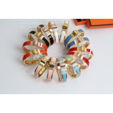 Hermes úzký smaltovaný kloubový náramek z prostého smaltu s růžovým zlatem/žlutým zlatem