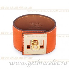 Náramek Hermes Kelly Dog Orange se zlatem