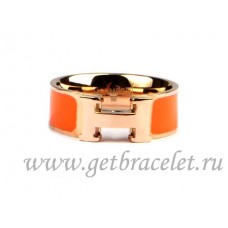 Hermes Enamel Clic H prsten z 18kt růžového zlata s oranžovou...
