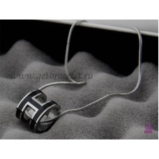 Hermes 3D Pop “H“H“Hnedý černý náhrdelník s logem hadí kosti z bílého zlata