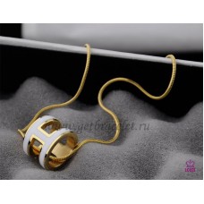 Hermes 3D Pop “H“H“Hnedý zlatý náhrdelník s logem hadí kosti