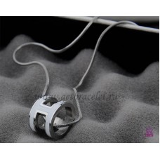 Hermes 3D Pop “H“H“Hnedý náhrdelník s logem hadí kosti z bílého zlata