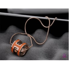 Hermes 3D Pop “H“H“logo Snake Bone Orange Náhrdelník v růžovém zlatě