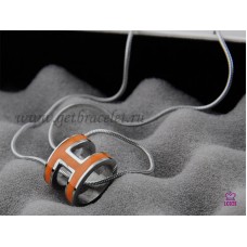 Hermes 3D Pop “H“Hnedý Orange Náhrdelník z bílého zlata s logem Snake Bone