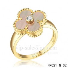 Prsten Van Cleef Alhambra ze žlutého zlata se šedou perletí