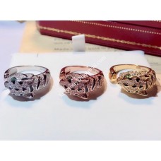 Prsten Panthere de Cartier z bílého/žlutého zlata/růžových smaragdů a onyxu s diamanty