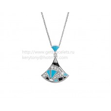 Náhrdelník Bvlgari Divas Dream z bílého zlata s turquoise onyxem a dlážděnými diamanty