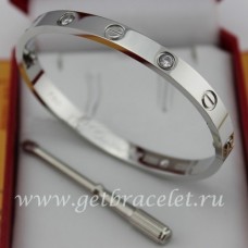  Cartier Bílý zlatý pánský a dámský náramek Love se 4 diamanty