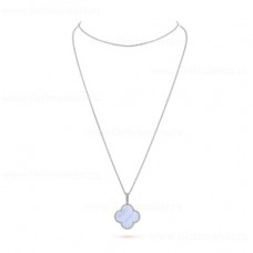 Dlouhý náhrdelník Van Cleef Arpels Magic Alhambra s 1 motivem, přívěsek z bílého zlata a chalcedonu