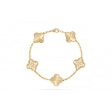 Náramek Van Cleef Arpels Alhambra s 5 motivy ze žlutého zlata s diamanty