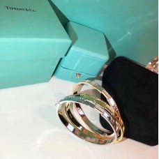 Dámský uzavřený náramek Tiffany Atlas s panty, stříbrný růžový/žlutý zlatý, krystaly