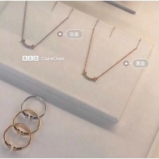 Dámský náhrdelník Tiffany Co T Smile Diamonds s přívěskem, stříbrný, růžový/žlutý, zlatý