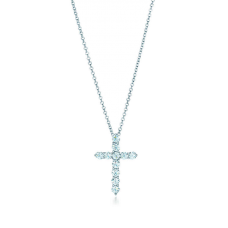 Tiffany Cross přívěsek s diamanty stříbrný řetízek náhrdelník párty šperky pro ženy