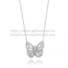 Zlatý přívěsek Van Cleef Arpels Butterfly Hollowing Carving z bílého zlata s diamantem Pave.