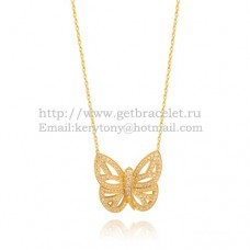 Zlatý přívěsek Van Cleef Arpels Butterfly Hollowing s diamantem Pave...