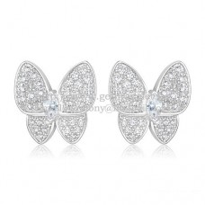 Zlaté náušnice Van Cleef Arpels Flying Two Butterflies s diamantem Pave