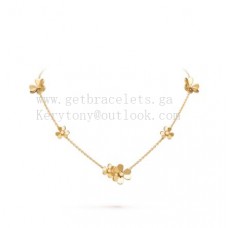 Náhrdelník Van Cleef Arpels Frivole s 9 květinami a diamanty, žluté zlato/bílé zlato/růžové zlato