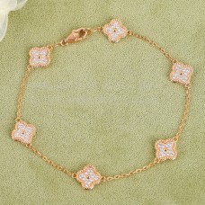 Náramek Van Cleef Arpels Sweet Alhambra se 6 motivy, růžové zlato s dlážděnými diamanty