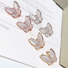 Náušnice Van Cleef Arpels Dva motýli Perleťové s diamanty 3 barvy