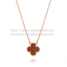 Přívěsek Van Cleef Arpels Alhambra z růžového zlata s tygřím okem a perletí 15 mm