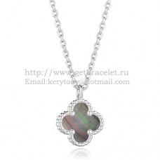 Přívěsek Van Cleef Arpels Sweet Alhambra z bílého zlata s šedou perletí 9mm