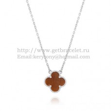 Přívěsek Van Cleef Arpels Alhambra z bílého zlata s tygřím okem a perletí 15 mm