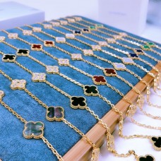 Dlouhý náhrdelník Van Cleef Arpels Alhambra s 20 motivy, perleť s diamanty, více barev