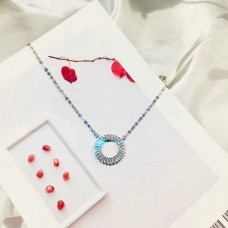 Tiffany Circle Přívěsek Decorated Drahokamy Stříbrný/14K žlutý zlatý náhrdelník Šperky Valentýnský dárek